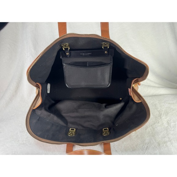 VTG Dooney & Bourke Vintage Canvas Leather Travel Weekender Bag Tan Brown - Picture 9 of 13